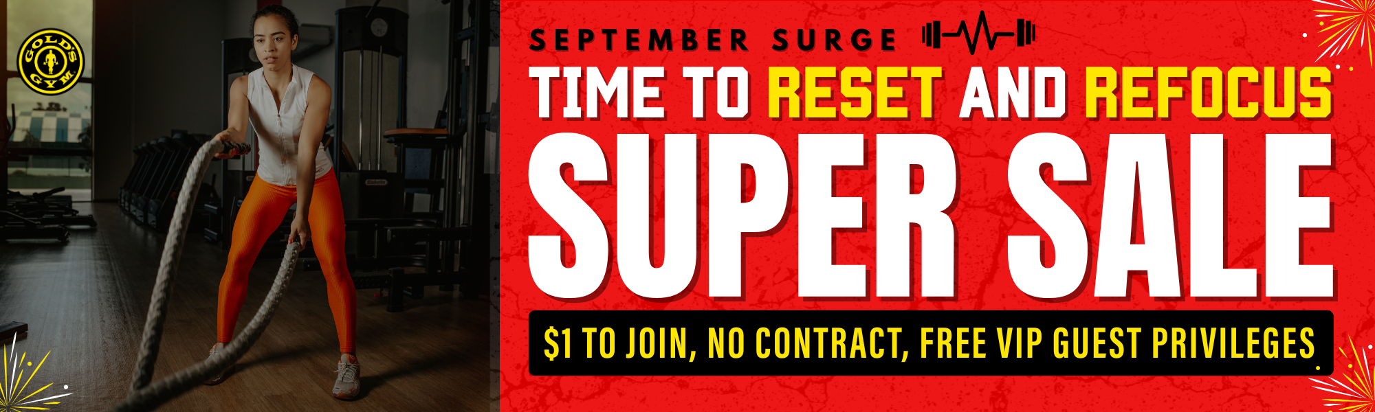 Banner promoting the summer reset super sale. Join for $1, no contract, free guest privileges.