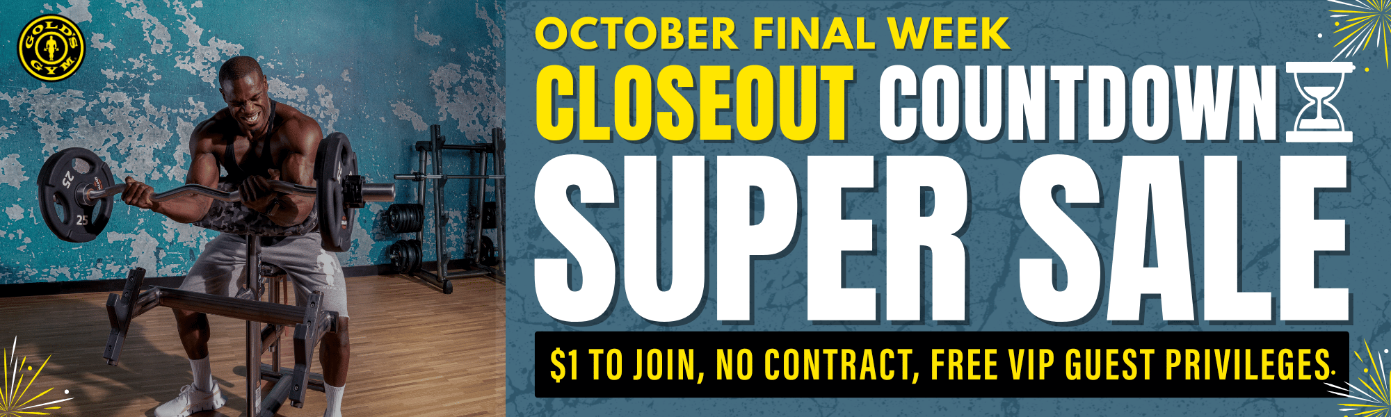 Banner promoting the summer reset super sale. Join for $1, no contract, free guest privileges.